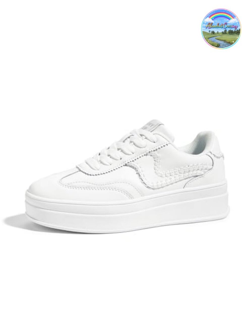 Women's Platform Fashion Sneakers Thick Sole Leather & Suede Lace-Up Walking